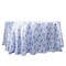 120 in White Satin Round TABLECLOTH Blue Floral Print Party Events Decorations